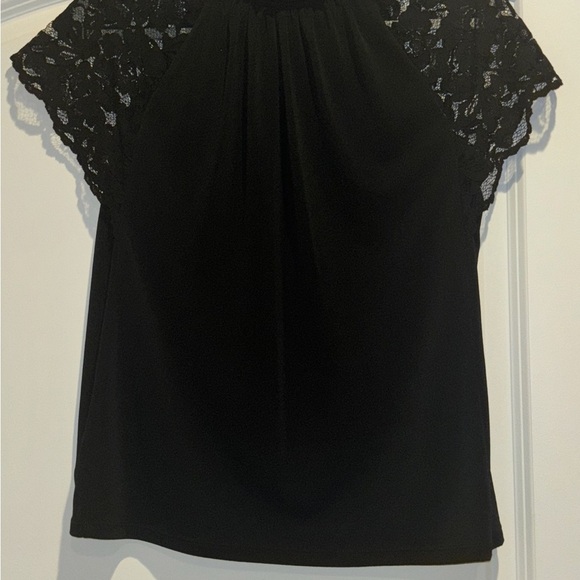 Worthington Tops - Worthington Elegant Black Lace Sleeve Top